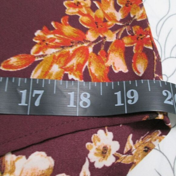NWT Daniel Rainn Burgundy Floral 3/4 Sleeve Split-neck Chiffon Top-PXS - Picture 12 of 16